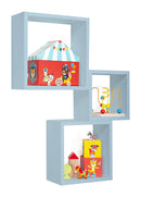 Set 3 Mensole da Parete Cubo in Fibra di Legno Incubo Blu Baltico