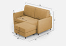 Divano 2 Posti con Pouf 158x145x85 cm Karay in Tessuto Ocra