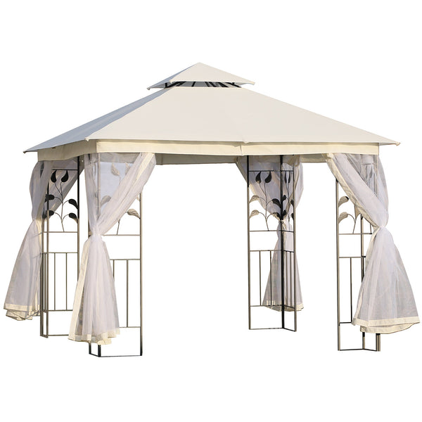 Tonnelle de jardin 3x3m avec moustiquaire en acier et polyester blanc online