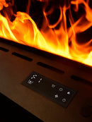 Camino Elettrico a Vapore Acqueo con Fiamme 3D con Bruciatore a Incasso 100x21,5x24 cm DFVAPO100 Pannello Digitale e Fiamme Multicolor in Acciaio e Alluminio Nero