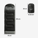 Sacco a Pelo Singolo per Adulti 75x215 cm Leggero e Compatto Temperatura 0-25°C in Poliestere e Cotone Nero      