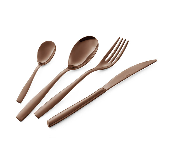 prezzo Ménagère de Service 24 Pièces en Acier 18/10 PVD Eme Eleven Chocolat