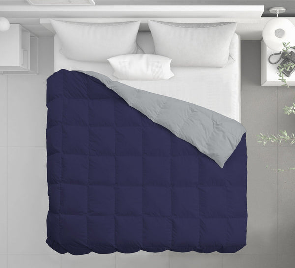 Couette en Plumes de Canard 350gr Double Face Bleu Foncé/Gris Clair sconto