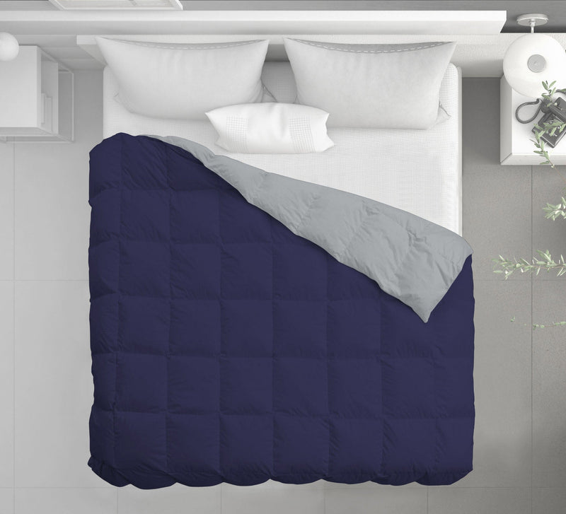 Piumino in Piuma di Anatra 350gr Doubleface Blu Scuro\/Grigio Chiaro