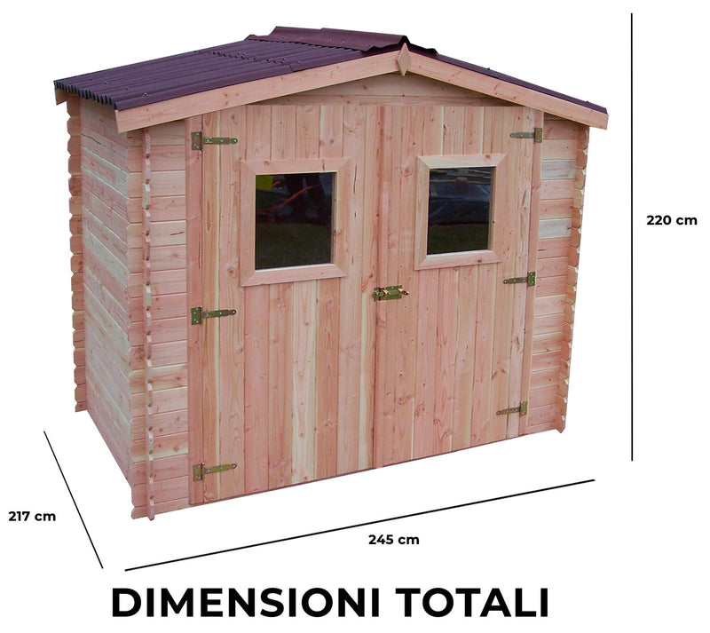 Casetta Box da Giardino 2,35x2,15 m Senza Pavimento in Legno Douglas 20mm Dalia
