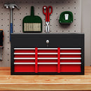 Cassetta per Attrezzi a 6 Cassetti 60x26x34 cm con Serratura in Acciaio Nero e Rosso   