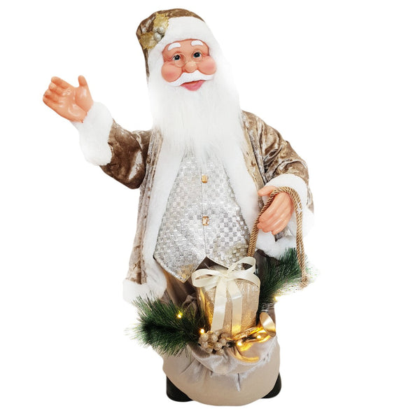 prezzo Marionnette Père Noël H80 cm avec Lumières et Mouvement Champagne