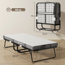 Letto Pieghevole Singolo 90x200 cm con Materasso Spesso 10 cm Rete in Metallo Nero   