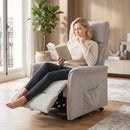 Poltrona Elettrica Alzapersona Reclinabile 69x91x106 cm con Schienale Alto e Telecomando in Ciniglia Grigio Chiaro      