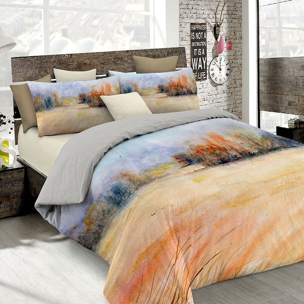 Housse de couette avec imprimé sur le sac double et les taies d'oreiller acquista