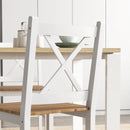 Set 4 Sedie per Cucina e Soggiorno con Schienale a Croce 41x46,5x86 cm in Legno di Pino Bianco e Rovere
