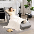 Poltrona Chaise Longue Reclinabile con Schienale Alto 160,5x60,5x93 cm in Tessuto Effetto Lino Grigio Chiaro 