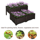 Set 4 Fioriere da Giardino Rialzate in Polipropilene Effetto Rattan Marrone