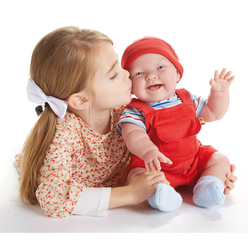 Bambola Bebè Neonato con Salopette Rossa 46cm JC Toys