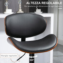 Set 2 Sgabelli da Bar con Schienale 53x52x92-112 cm in Legno e Finta Pelle Nero  