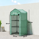 Mini Serra da Giardino 59x39x127 cm con 3 Ripiani e Porta Avvolgibile Copertura in PE Verde      