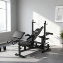 Panca da Palestra Regolabile con Supporto per Bilanciere 210x110x103-123 cm in Acciaio e PU Nero