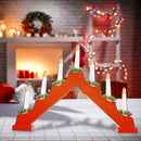 Candelabro Avvento Natalizio Elettrico LED 7 Candele di Natale Colore Rosso