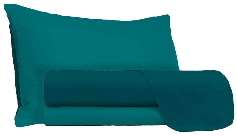 Set Lenzuola Sopra Sotto e Federe Doubleface Verde Petrolio\/Verde Bottiglia