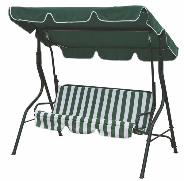 Balançoire de jardin en fer Soriani 3 places vert foncé/blanc acquista