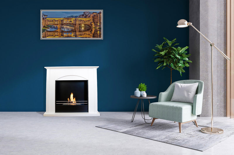 Camino a Bioetanolo da Pavimento 100x30x88 cm Firenze Bianco