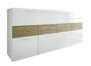 Credenza Mobile da Salotto 4 Porte 1 Anta a Ribalta 85x161x43cm TFT  Cube Bianco Lucido e Miele