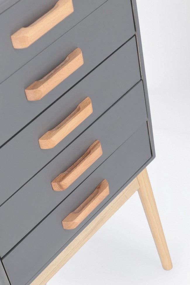 Cassettiera 5 Cassetti 43x30x88 cm Ordinary in Legno Grigio
