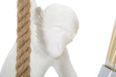 Lampadario Monkey Bianco 27x32x60 cm in Resina Bianco e Marrone      