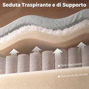 Divano Letto 3 Posti Estraibile 201x132x88 cm con Chaise Longue Contenitore e Cuscini in Tessuto Grigio      