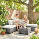 Set 6 Pezzi >Salotto da Giardino con Divano Modulare Tavolino e Cuscini in Rattan e Acciaio Grigio      