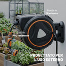 Avvolgitubo Retrattile 28+2 m con Riavvolgimento Automatico e Sistema di Bloccaggio Nero e Arancione      