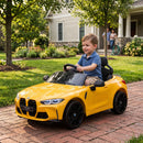 Macchina Elettrica per Bambini 108x69,5x51 cm Licenza BMW M4 con Telecomando Clacson e Fari Giallo      