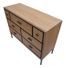Comò Malé105x38x82 cm Legno di Abete e Impiallacciatura di frassino e MDF e in Ferro Marrone e Grigio