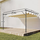 Pergola Addossata 3x4 m con Tetto Retrattile Scorrevole e Fori di Drenaggio Bianco Crema      