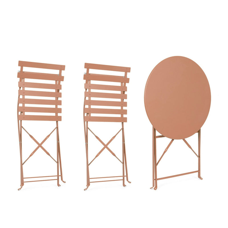 Set Bistrò Pieghevole Parigi da Esterno Tavolo e 2 Sedie in Acciaio Pesca