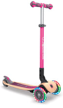Monopattino 3 Ruote a LED Pieghevole 3 Altezze Max 50 Kg Globber Primo Foldable Wood Rosa