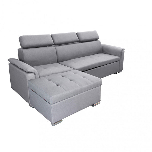 Canapé-lit Derrick 234x148x84 cm en tissu gris clair acquista
