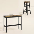 Set Tavolo Alto 105x40x90 cm e 2 Sgabelli da Bar con Poggiapiedi Stile Industriale in MDF e Acciaio Nero e Marrone      