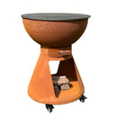 Barbecue a Legna e a Carbone Ø64xH91 cm in Acciaio Corten con Accessori Yucatán Marrone