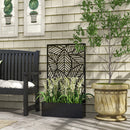 Fioriera Rialzata con Spalliera Decorativa per Rampicanti 61x23x113 cm da Terra e Parete in Metallo Nero      