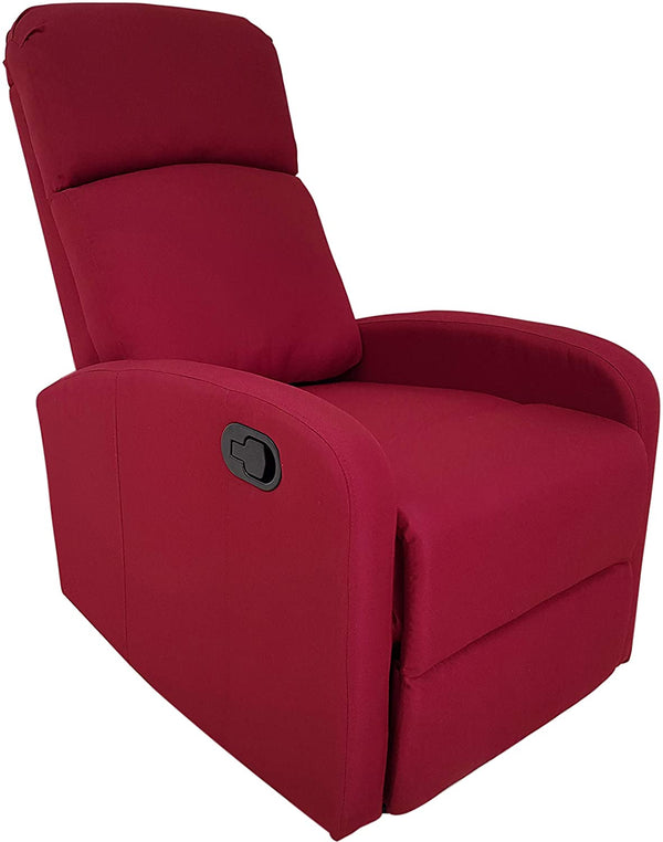 Fauteuil relax inclinable manuel 75x65x101 cm en tissu rouge acquista