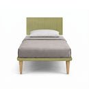 Letto Singolo con Rete Rivestita Microfibra Tè Verde Tessis Testata Vertical Varie Misure