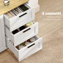 Mobile Cucina Buffet 120x38x76 cm con 3 Cassetti e Armadietto 2 Ante Ammortizzate Bianco      