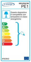 Plafoniera 2xE27 Ganci Cromo Vetro Lastra Bianco E-Energy Melissa