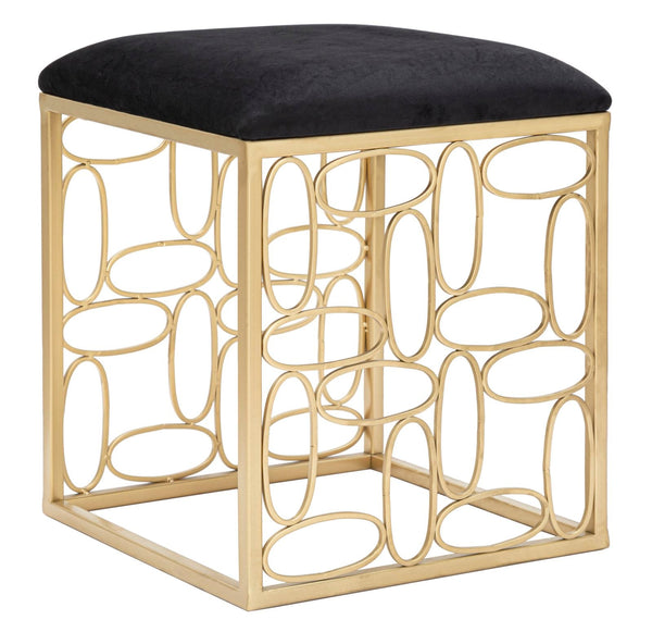 Tabouret Bubbles 38x38x46 cm en Fer et Éponge et Tissu Doré et Noir sconto