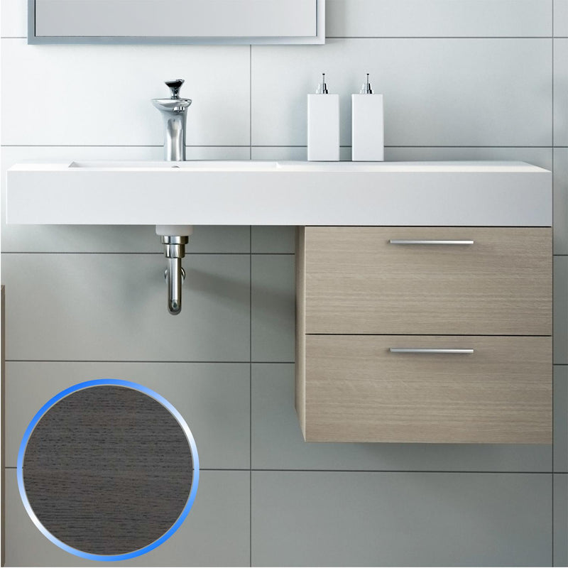 Mobile da Bagno Sospeso in Legno Rovere Grigio 45cm Fosterberg Porto 3