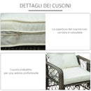 Set 2 Poltrone da Giardino con Tavolino Contenitore in Acciaio e Rattan Grigio