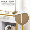 Mobile Soggiorno con Piano in Vetro 80x30x90 cm in MDF e Acciaio Bianco e Oro