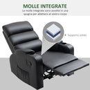 Poltrona Relax Reclinabile Manualmente a 165° con Poggiapiedi Portabicchieri e Tasca in Finta Pelle Nero      