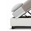 Letto Singolo Contenitore Imbottito Similpelle Bianco BoxMax Testata Square Varie Misure